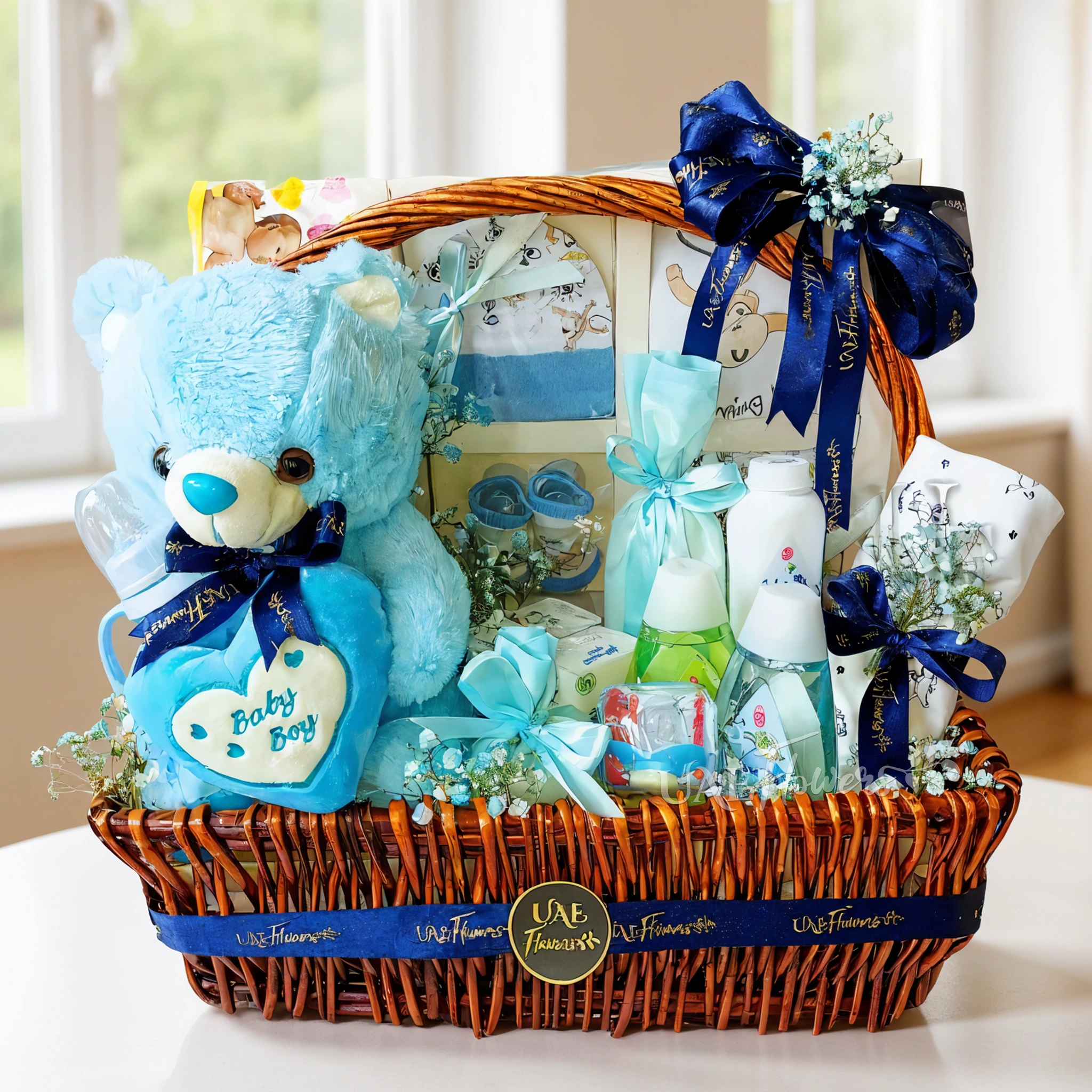 Gift hamper boy in a handle basket