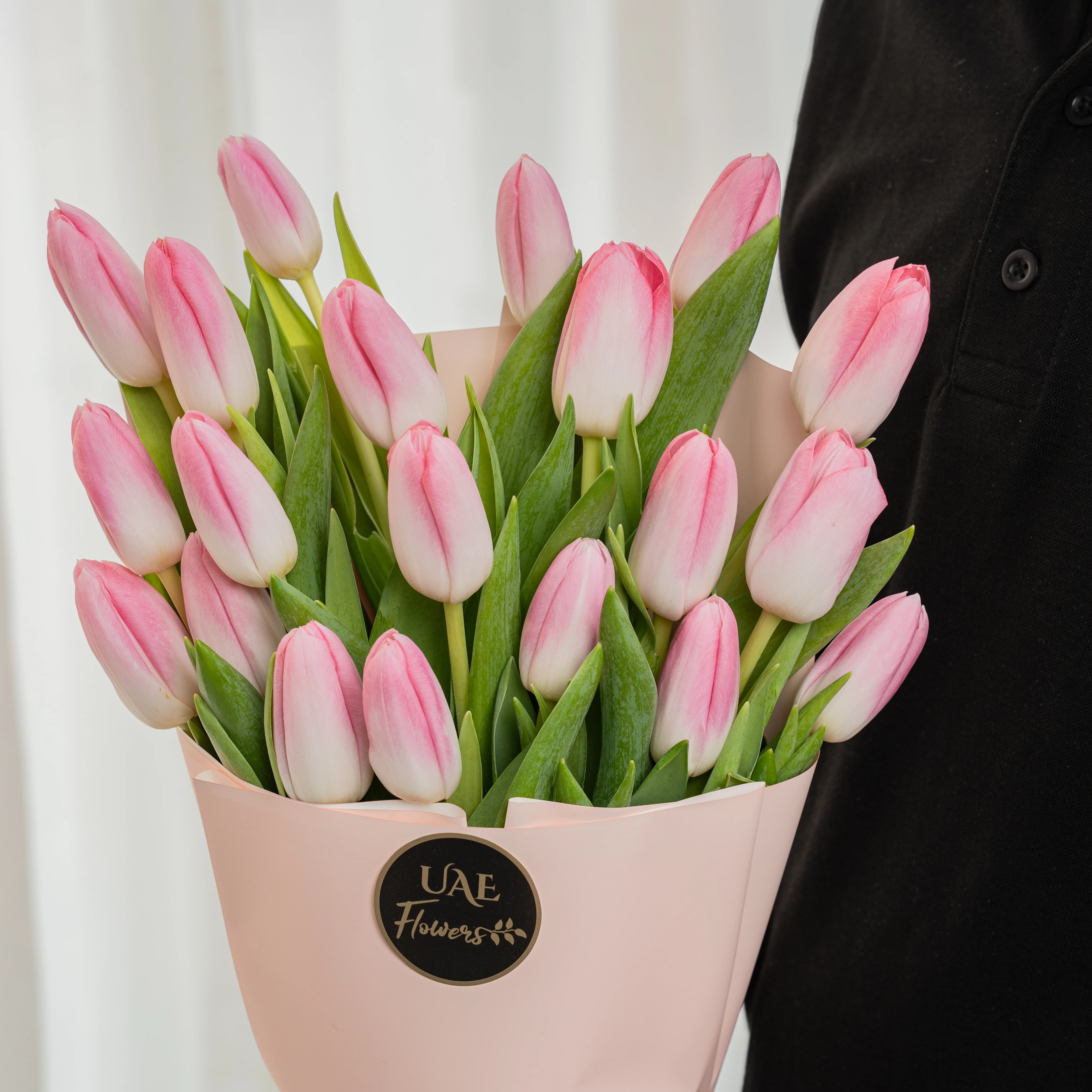 Pink 20 Tulips wrapped in pastel pink paper