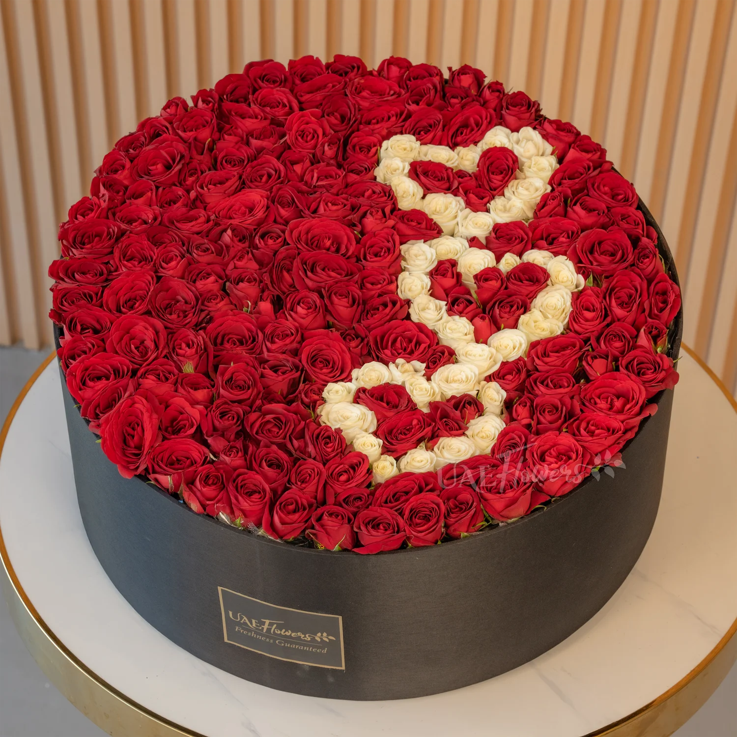 Luxury 200 Red & White Roses Triple Heart Box