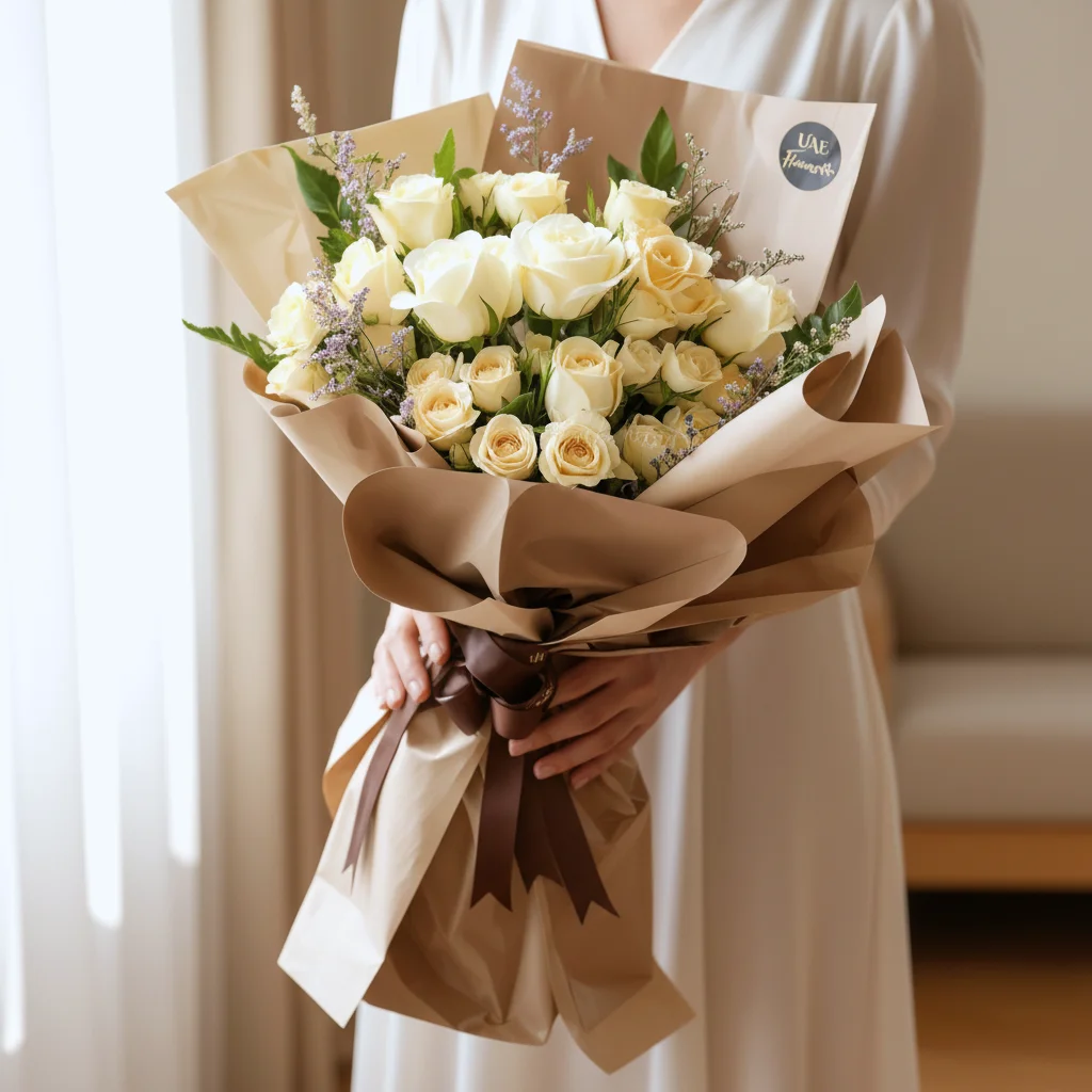 White and Peach Rose Bouquet