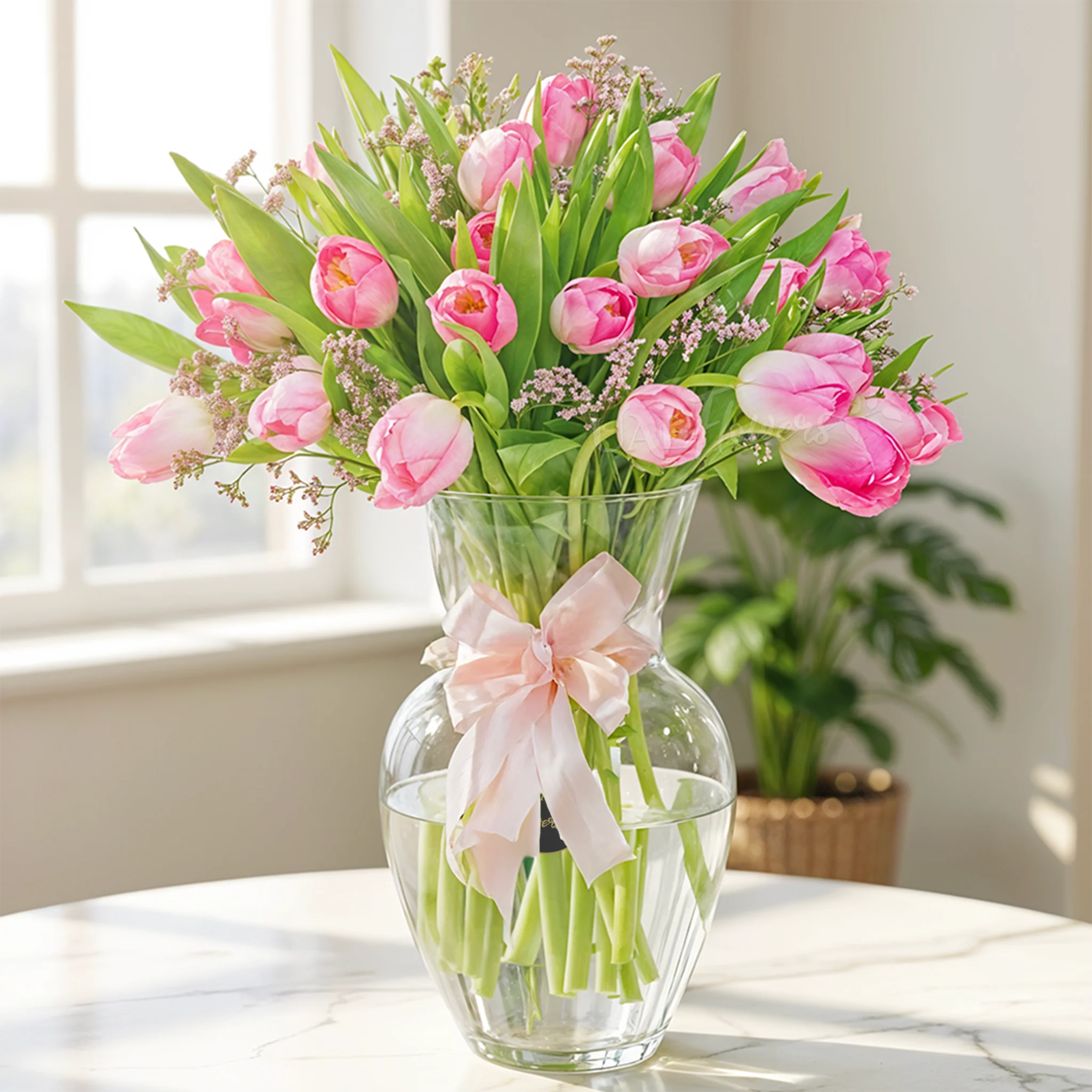 Pink Tulips Vase Arrangement