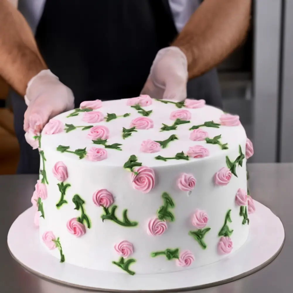 1.5Kg Pink Roses Cake with chocolate sponge