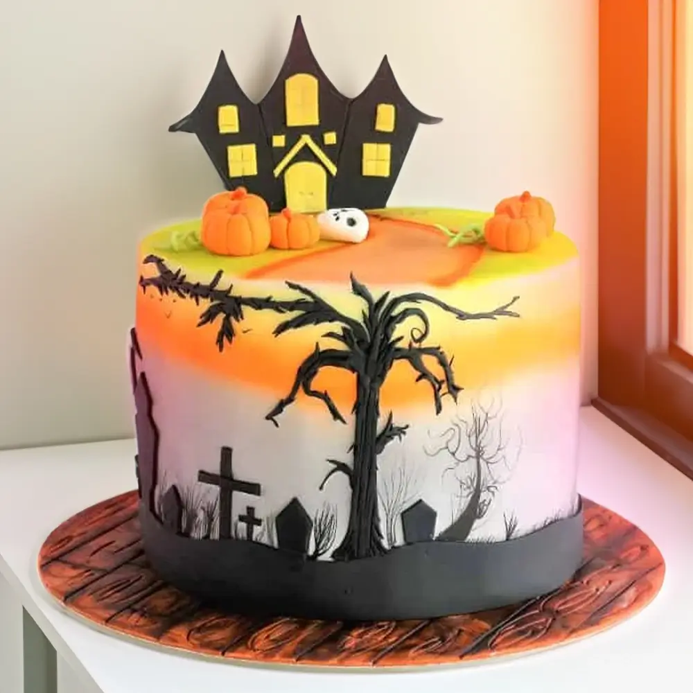 A cemetery cake weighing 3 kg & filled with chocolate ganache A cemetery cake weighing 3 kg & filled with chocolate ganache